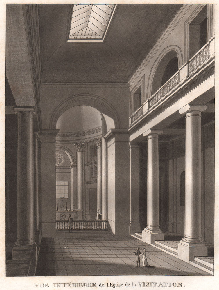 PARIS. Eglise de la Visitation. Aquatint 1808 old antique print picture